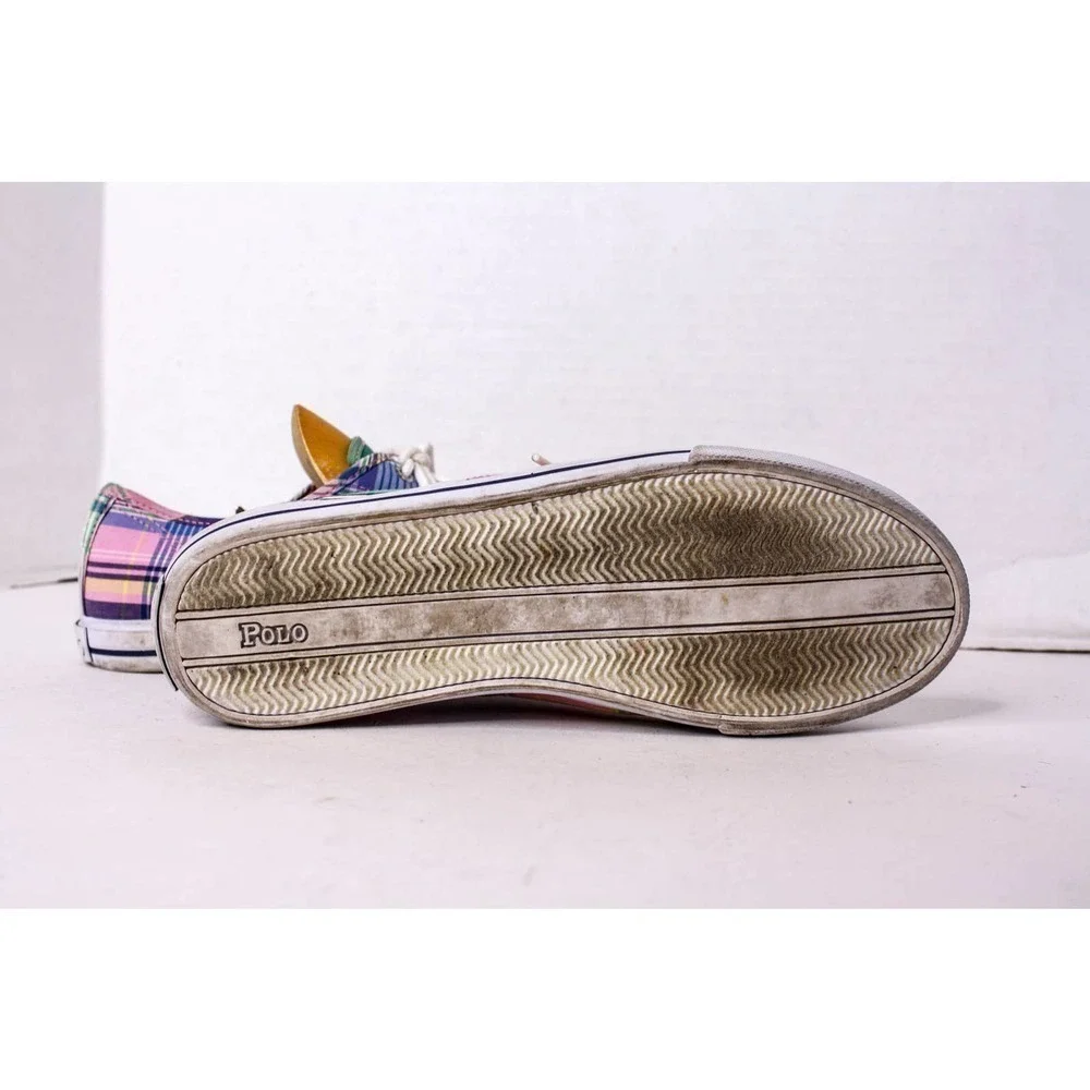 Polo Ralph Lauren Shoes Plaid Fabric Lace Up Sneaker Size 7